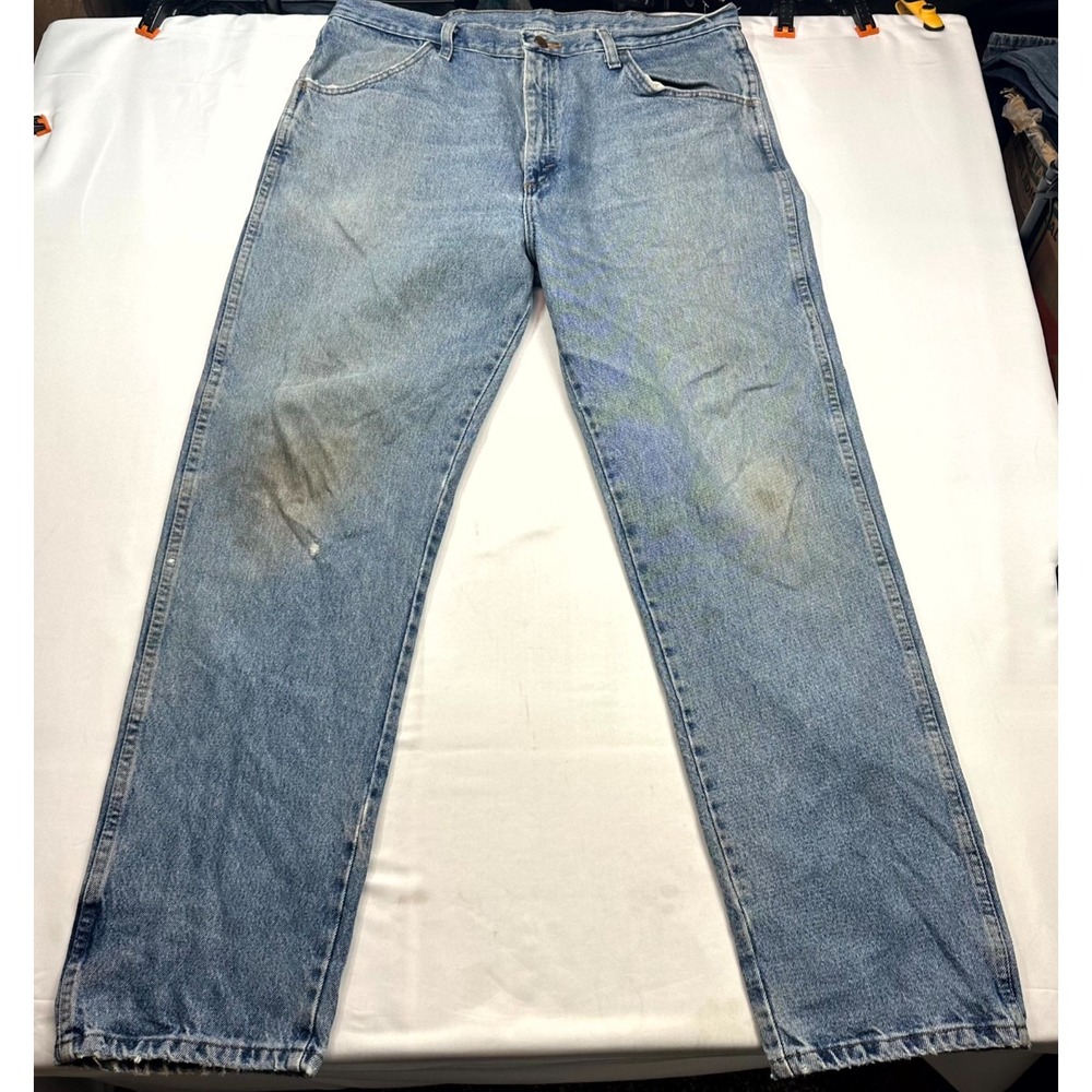 Rustler Regular Fit Straight Leg Jeans Mens Size 38x32 Blue Cotton Denim‎